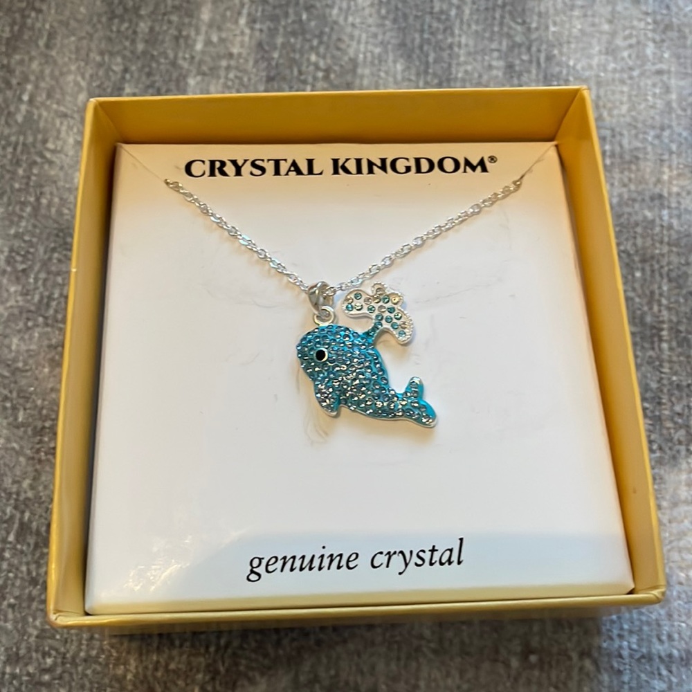 NWOT Crystal Kingdom Whale Necklace in Original Box